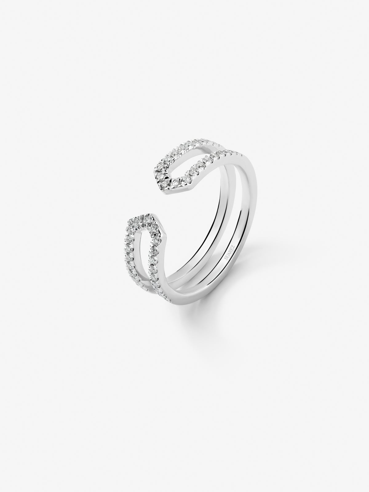 Open 18K White Gold Ring with white diamonds in 0.32 cts