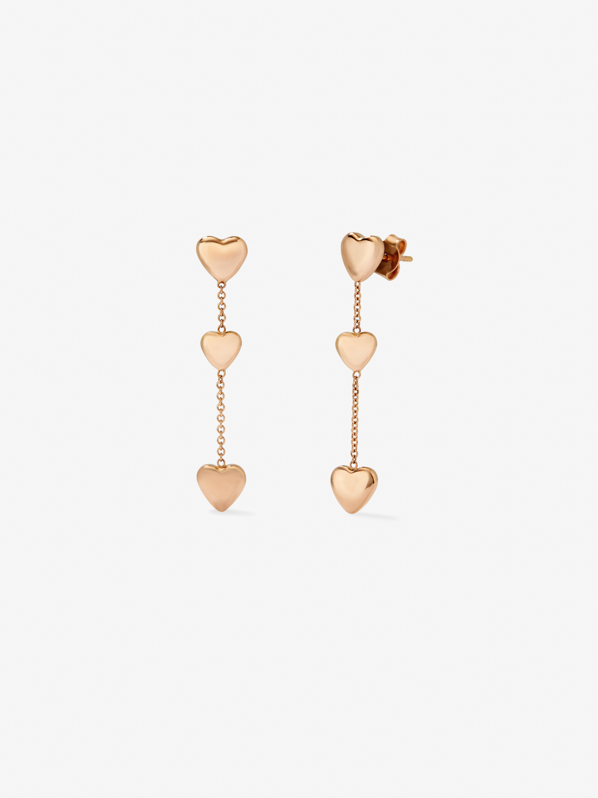 18K rose gold earrings with hearts