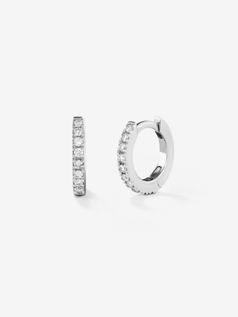 Individual 18K white gold hoop earrings with diamonds image number 0