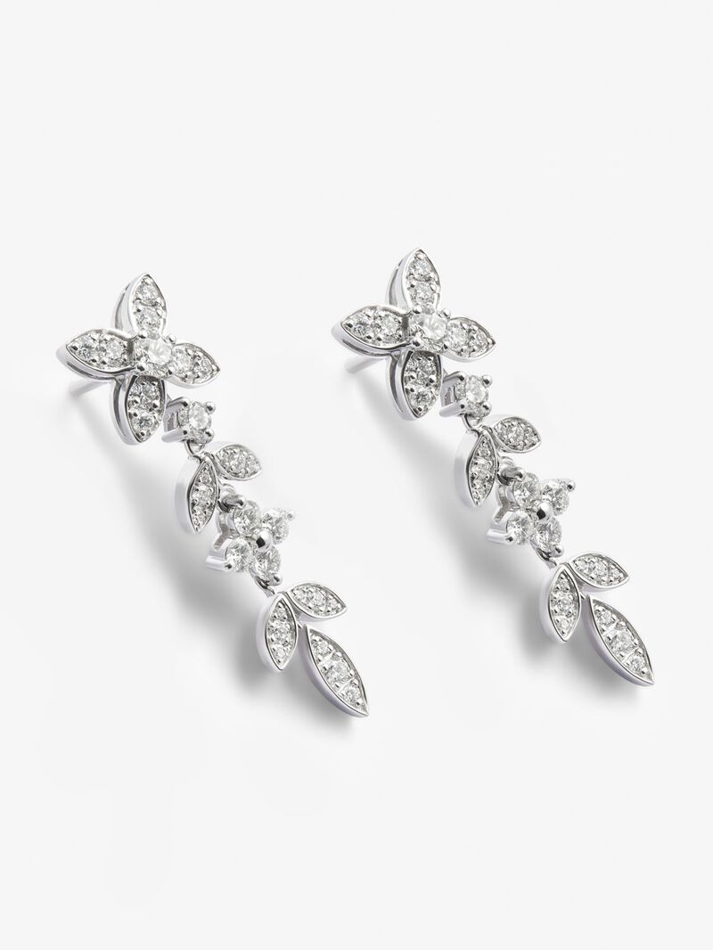 18K white gold earrings with 62 brilliant-cut diamonds with a total of 1.07 cts image number 2
