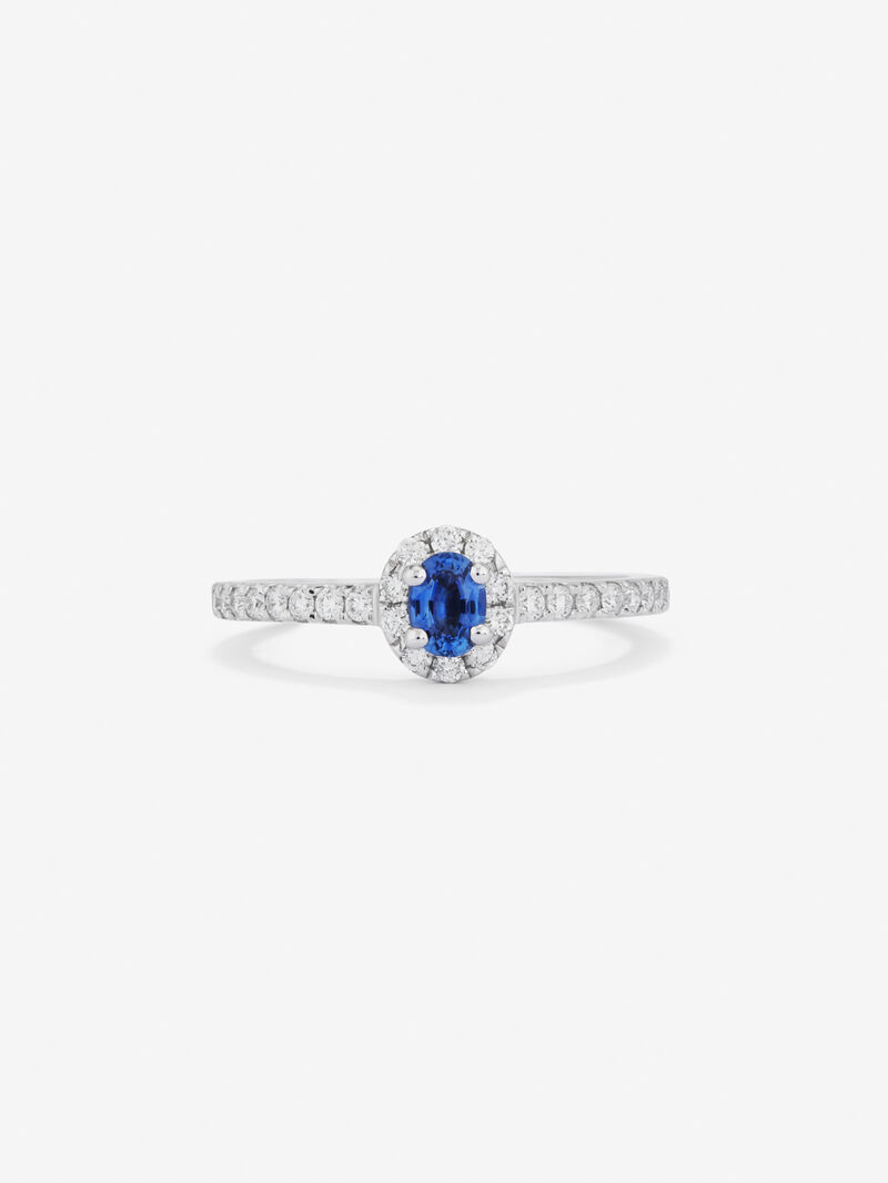 18K White Gold Orla Ring with Zafiro and Diamond image number 0