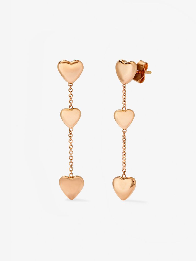 18K rose gold earrings with hearts image number 0