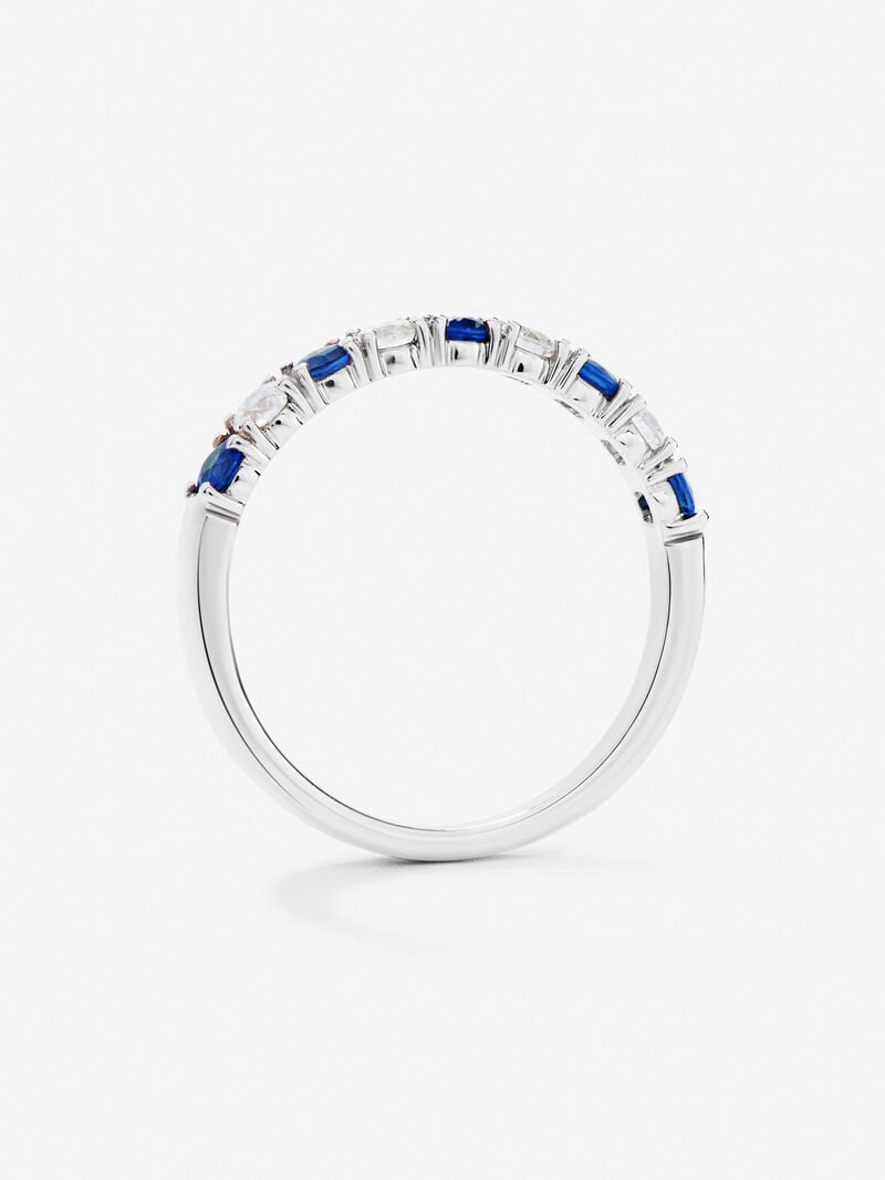 Half ring in 18K white gold with 5 brilliant-cut blue sapphires with a total of 0.39 cts and 4 brilliant-cut diamonds with a total of 0.24 cts image number 4