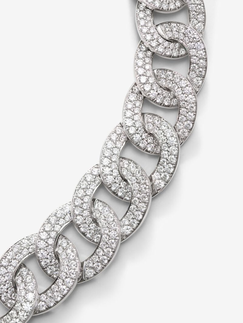 Bearded link necklace in 18K white gold and brilliant-cut diamonds with a total of 33.44 cts image number 2