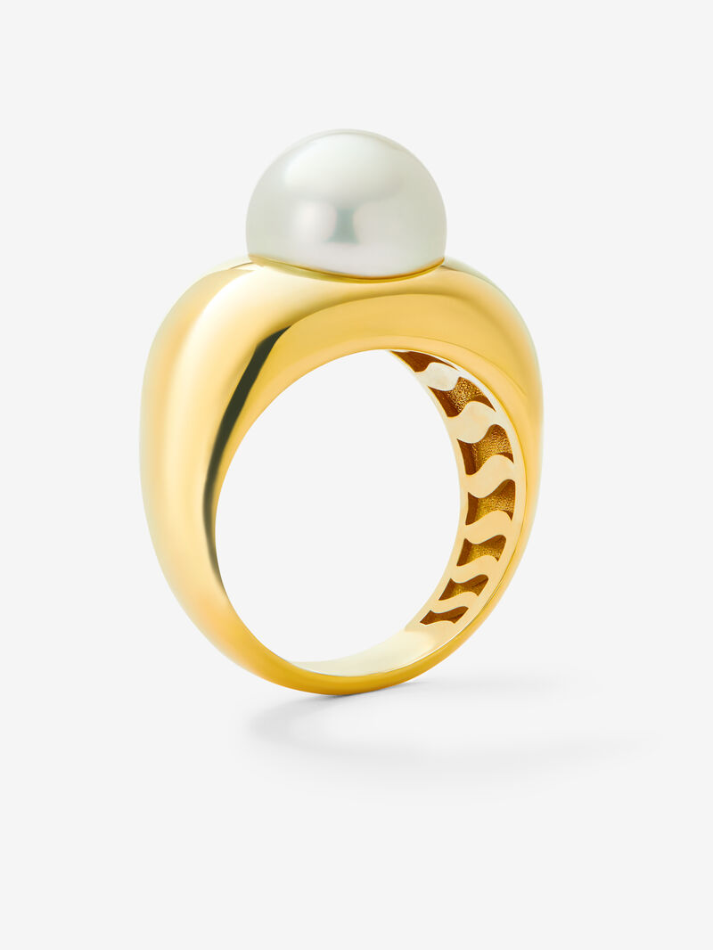 18K yellow gold ring with 10mm Australian pearl image number 4