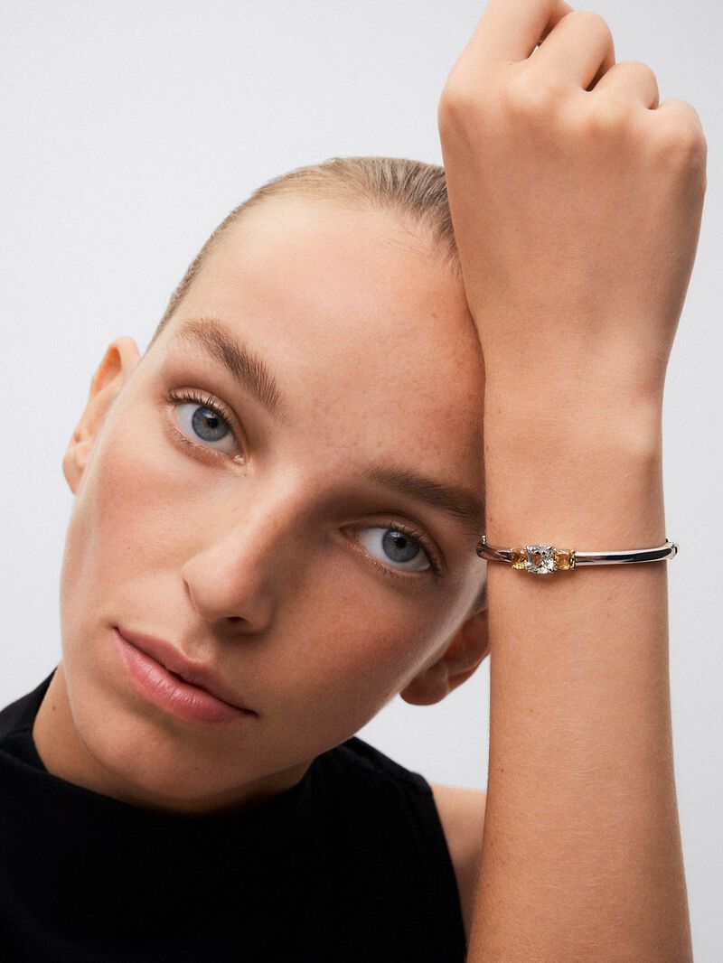 925 silver bracelet with green amethist in 2.47 cts and citrines in 1.62 CTS Cushion size Cushion image number 0
