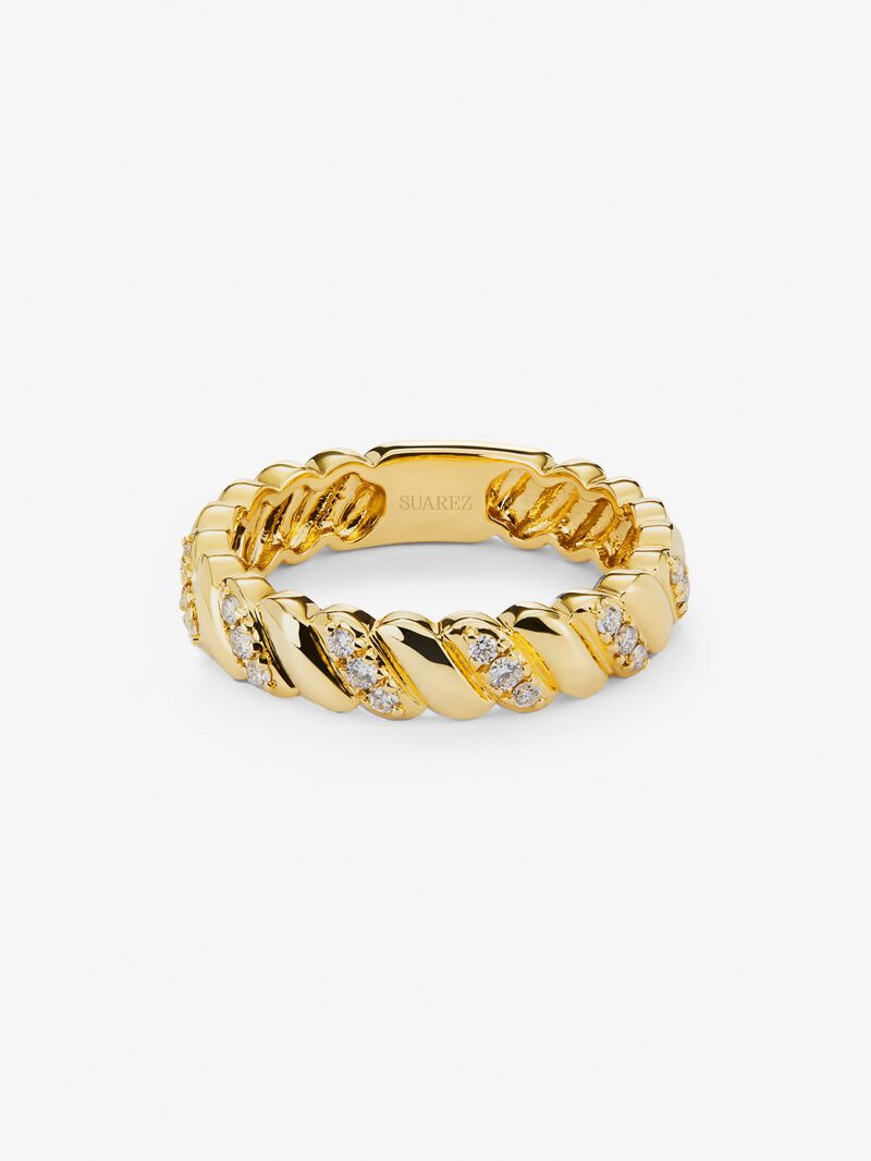 18K yellow gold ring with white diamonds of 0.18 cts image number 2