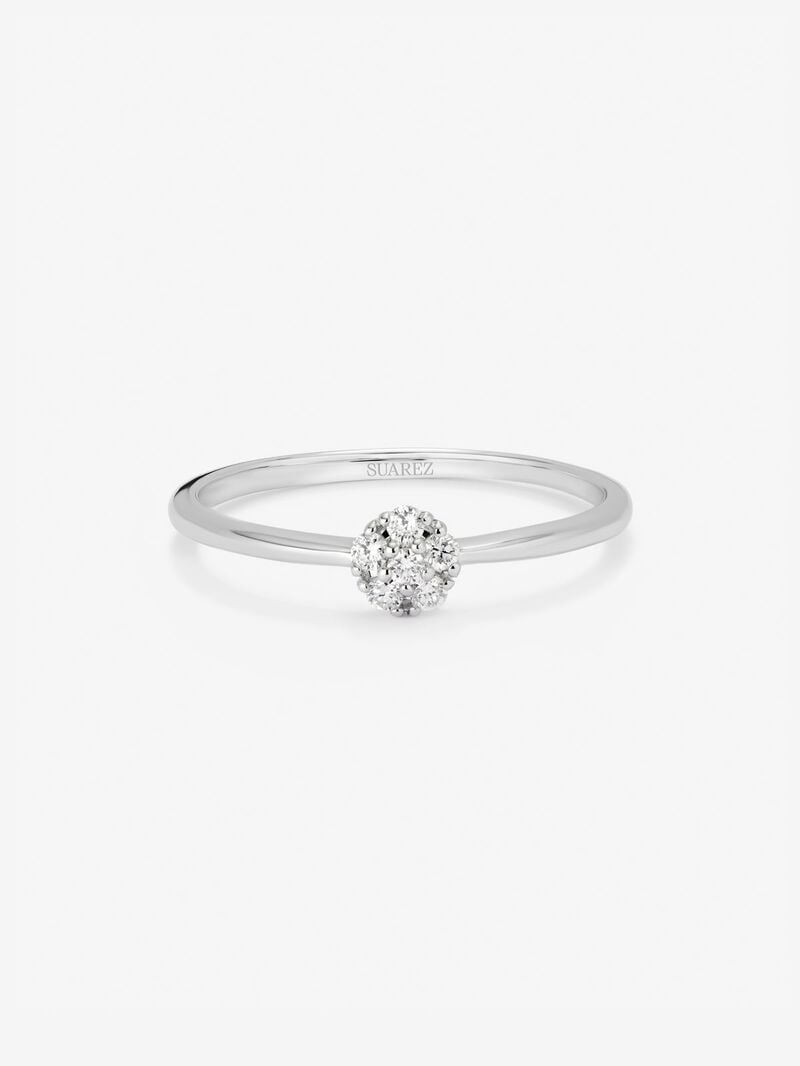 18K white gold ring with rosette of 15 brilliant-cut diamonds with a total of 0.09 cts image number 2