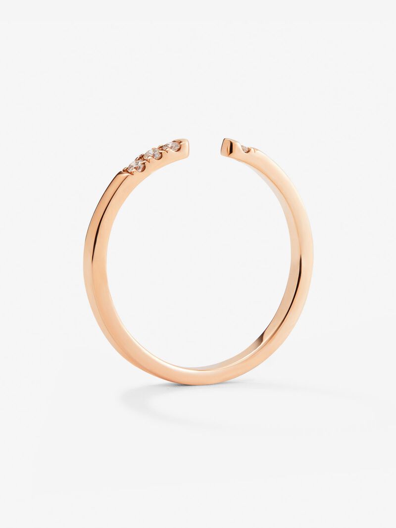 18K rose gold open ring with 4 brilliant-cut diamonds with a total of 0.05 cts image number 3