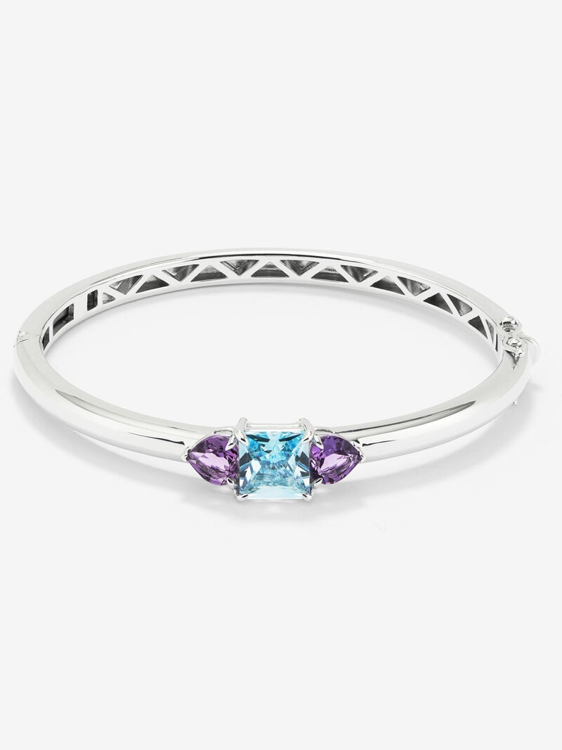 925 Silver rigid bracelet with topaz and amethysts image number 0