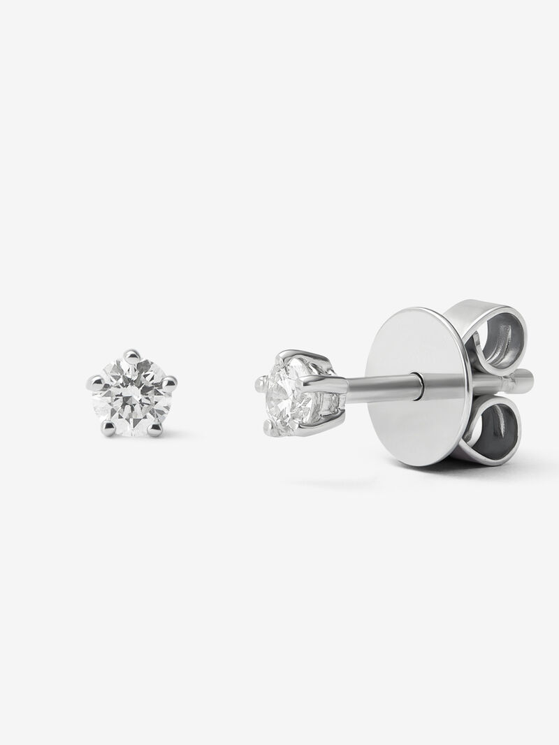 18K white gold earrings with 2 brilliant-cut diamonds with a total of 0.2 cts image number 0