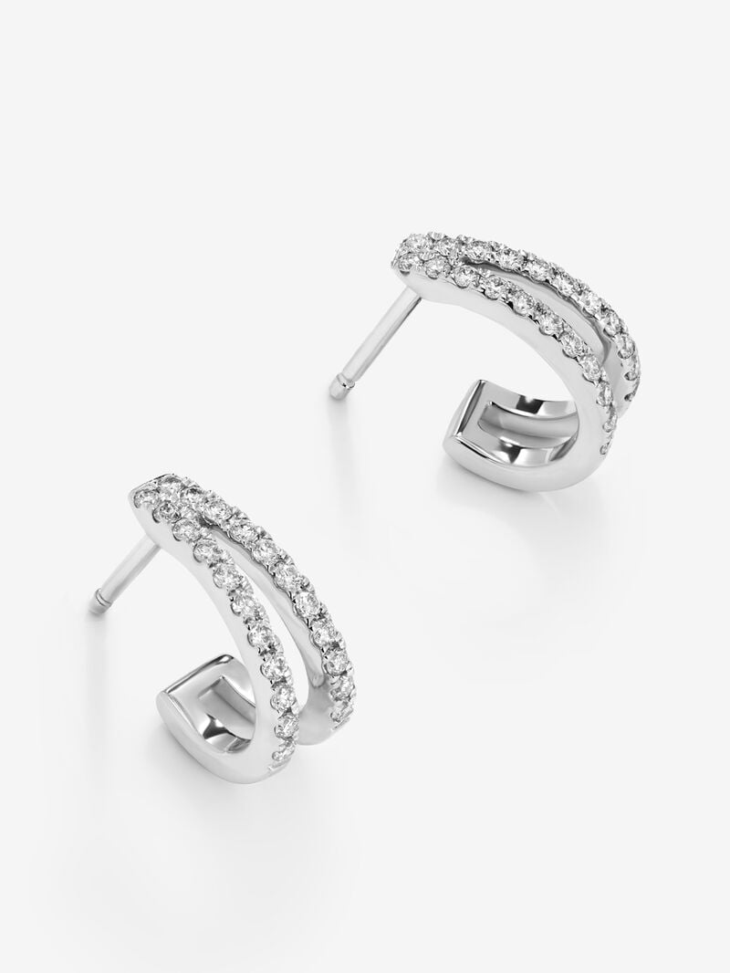 18K white gold double hoop earrings with 44 brilliant-cut diamonds with a total of 0.41 cts image number 3