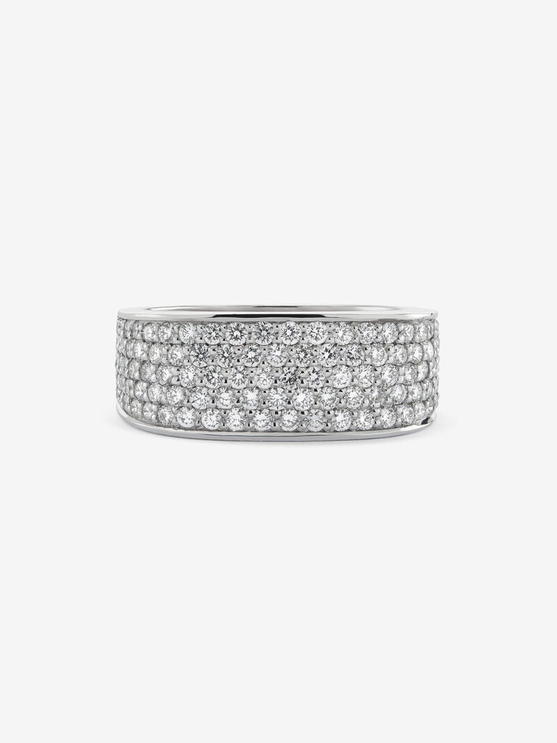 18K White Gold Ring with Brilliant-Cut Pavé Diamonds image number 2