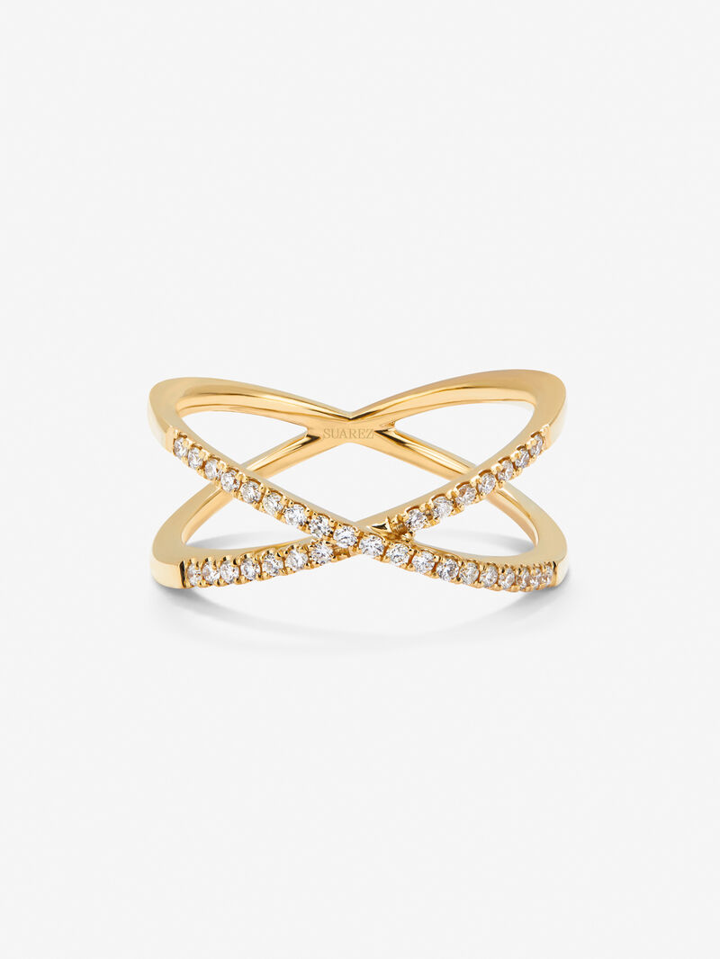 18K yellow gold cross ring with 33 brilliant-cut diamonds with a total of 0.2 cts image number 2