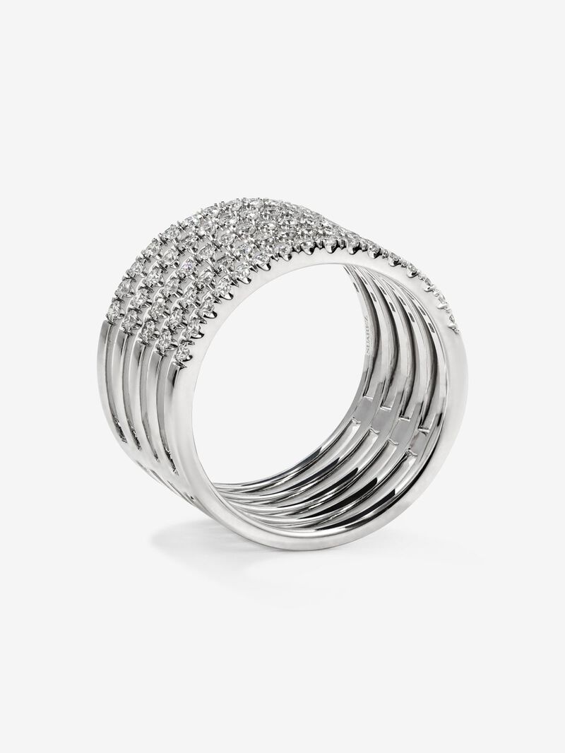 18K white gold multi-arm ring with 80 brilliant-cut diamonds with a total of 0.8 cts image number 2