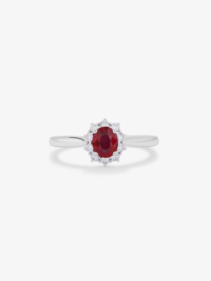 18K White Gold Ring with 0.25 cts oval blub and white diamonds of 0.12 cts image number 2