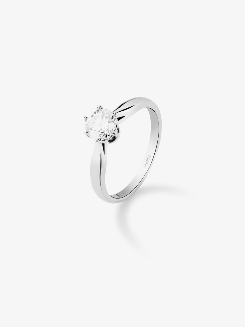 18K white gold solitaire ring with 0.4 ct brilliant cut diamond image number 0