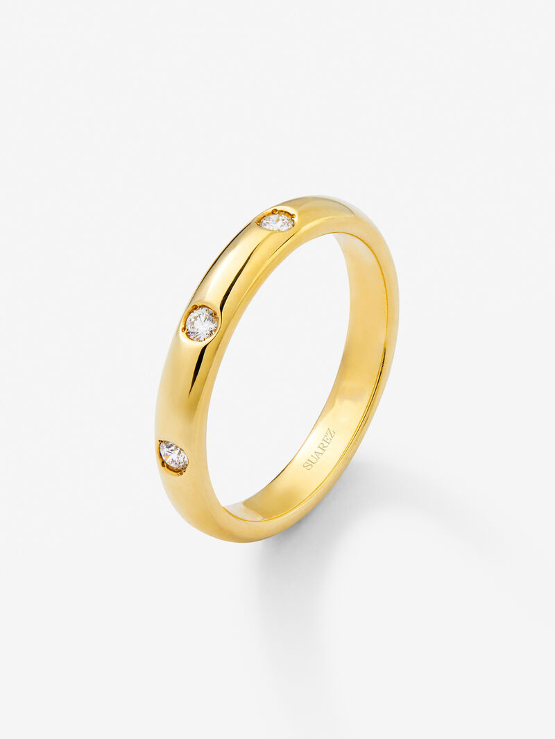 18K Yellow Gold Wedding Alliance ring with diamonds image number 0