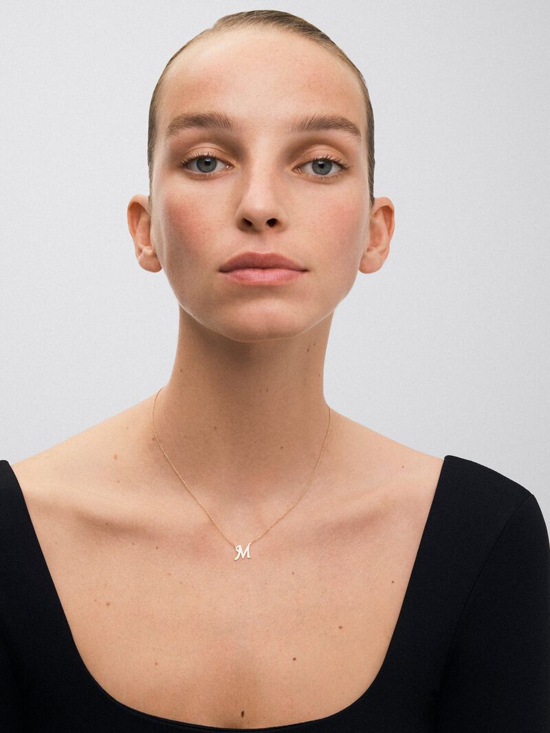18K rose gold pendant with letter M image number 0