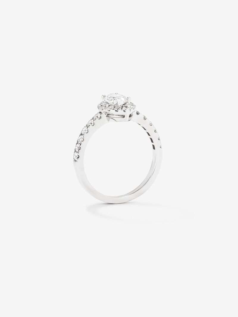 18K white gold ring with 0.7 ct marquise cut diamond and brilliant cut diamond border and arm with a total of 0.63 cts image number 4