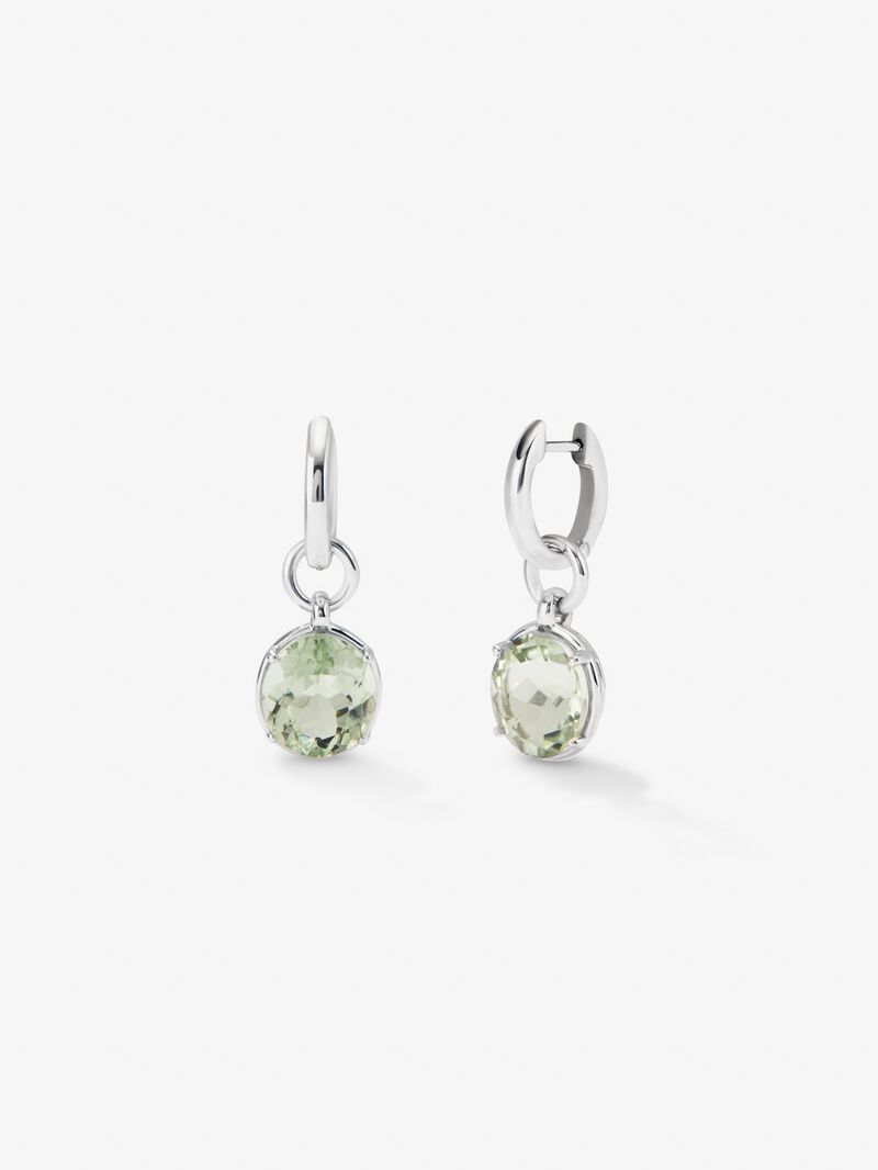 925 silver earrings with 2 oval-cut green amethysts of 5.9 cts image number 1