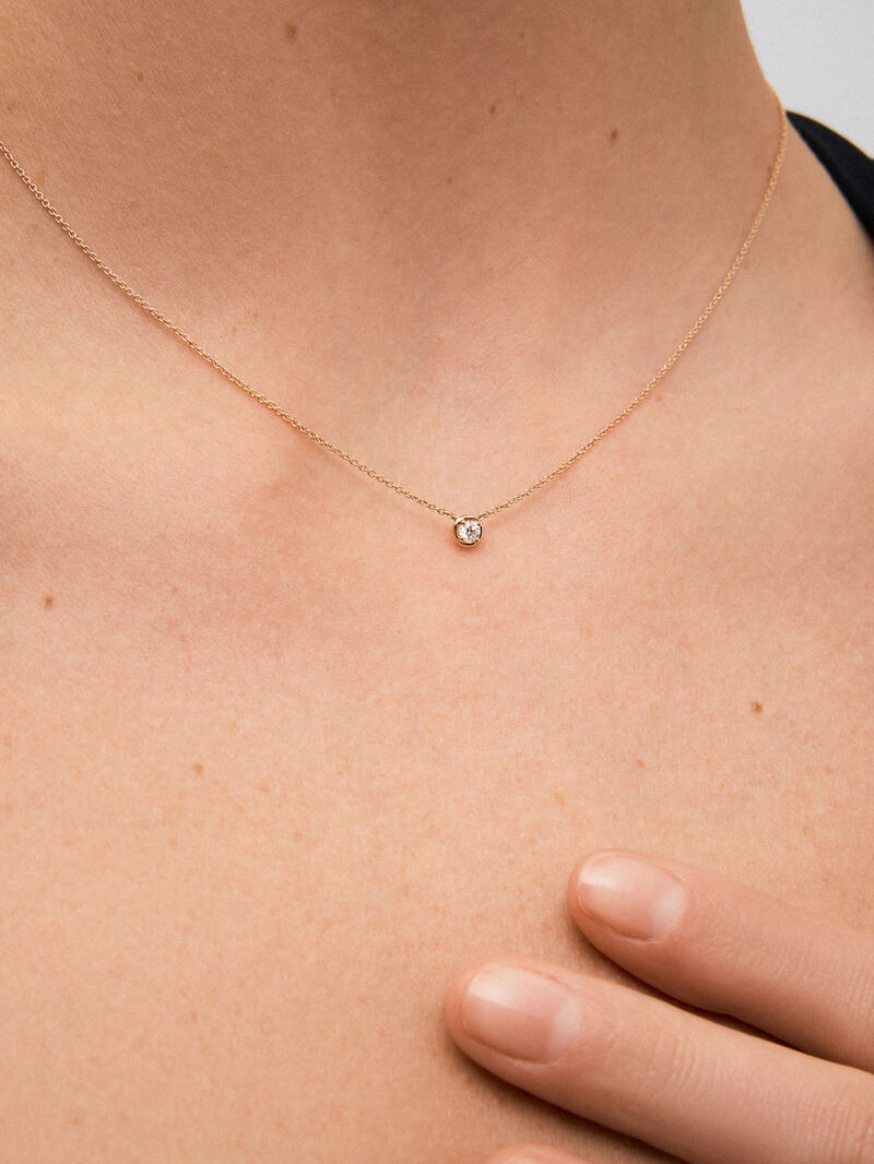 18K rose gold pendant with 0.1 ct brilliant cut diamonds image number 3