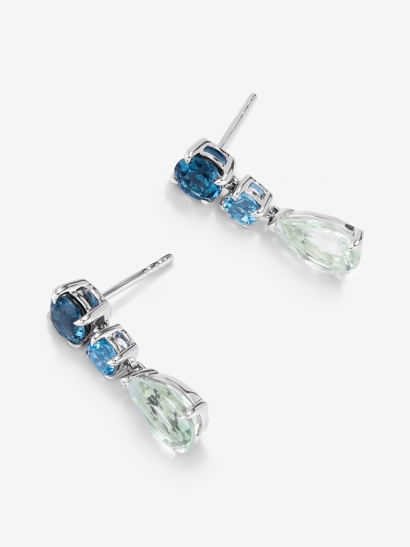 925 silver earrings with 2 London blue topaz, 2 Swiss blue topaz and 2 green amethysts image number 1