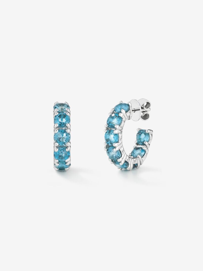 925 Silver Topaz Hoop Earrings image number 0