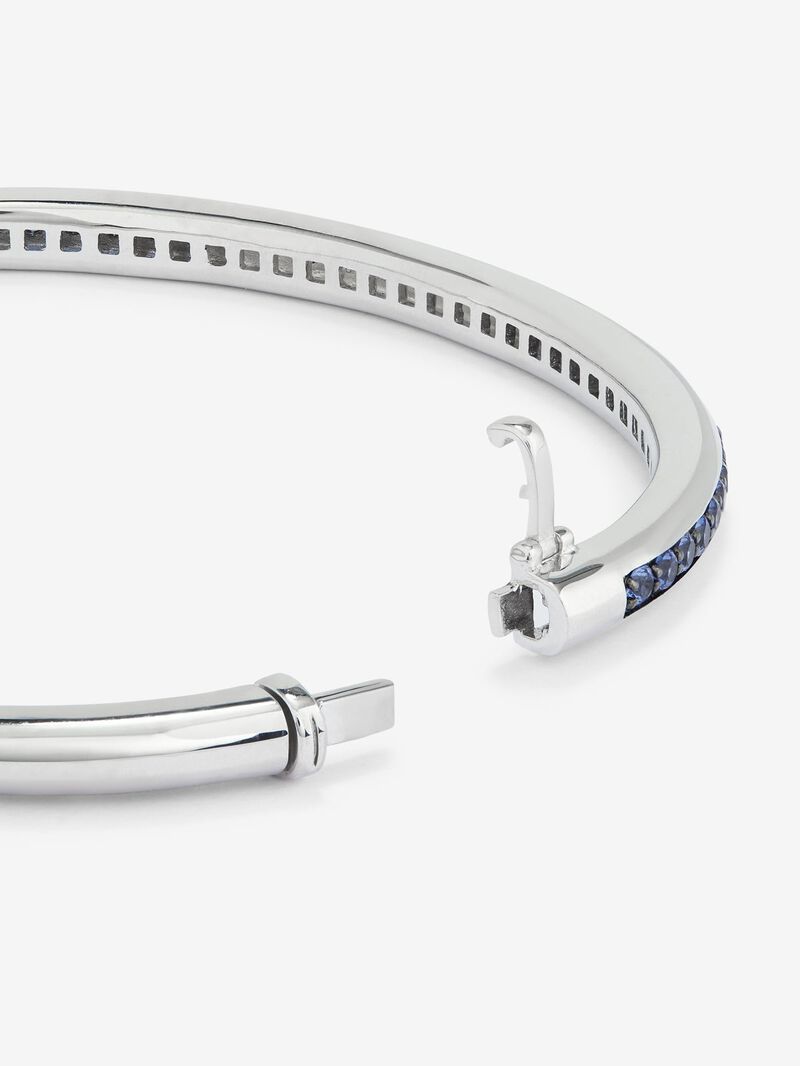 925 Silver rigid bracelet with sapphires. image number 4