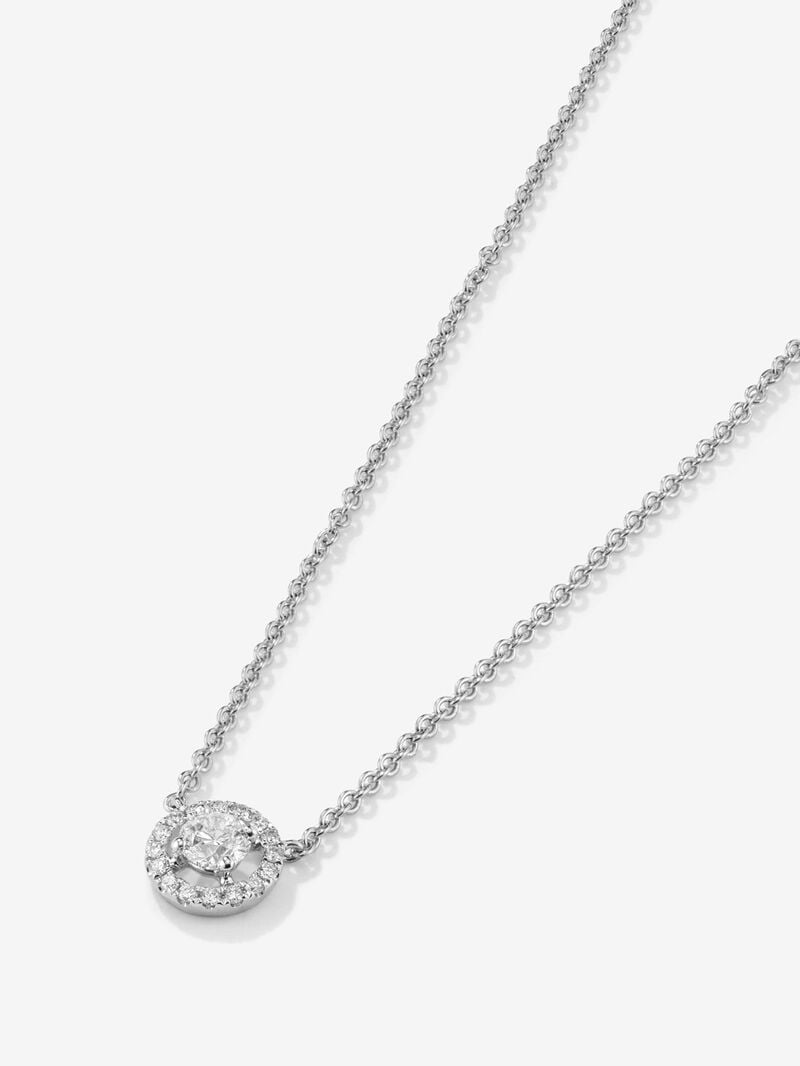 18K white gold chain pendant with solitary diamond and diamond urla image number 3