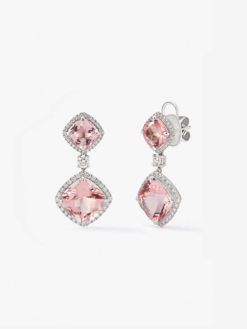 18K white gold earrings with 10.33 ct cushion-cut morganites and 0.85 ct brilliant-cut diamonds image number 0