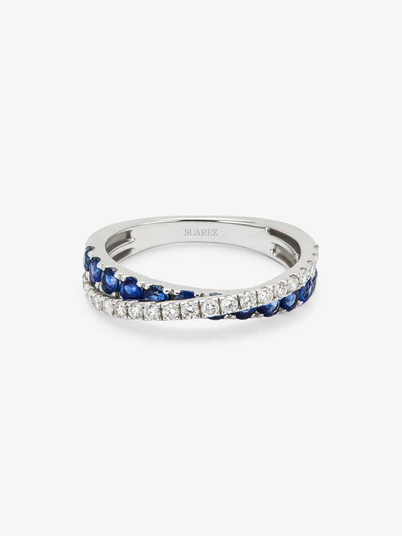 18K white gold cross ring with 12 brilliant-cut blue sapphires with a total of 0.77 cts and 20 brilliant-cut diamonds with a total of 0.29 cts image number 2