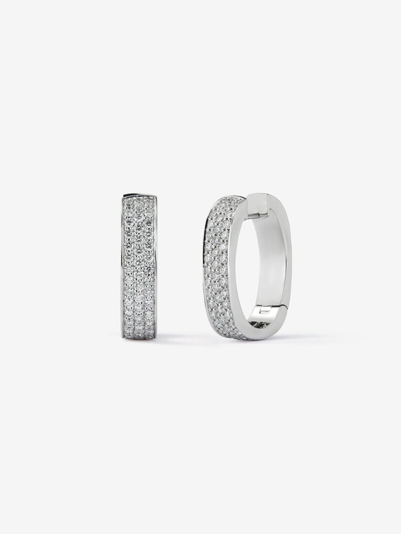 18K White Gold Earrings with Brilliant-Cut Pavé Diamonds image number 0