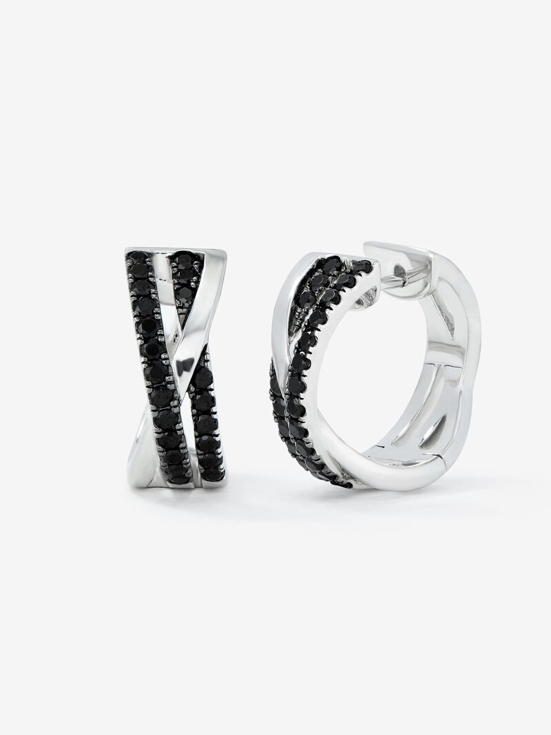 Double crossed hoop earrings made of 925 silver with spinels. image number 0
