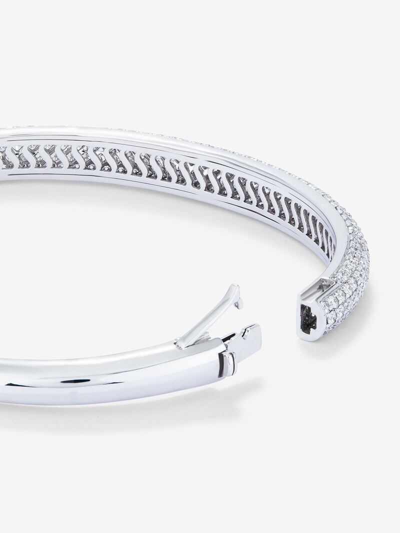 Rigid half -cane bracelet 18k white with diamond paw image number 3