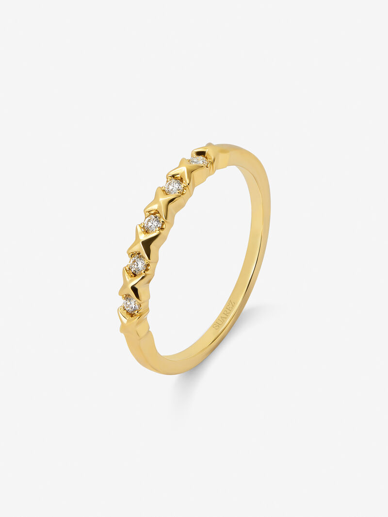 18K yellow gold ring with 5 brilliant-cut diamonds with a total of 0.07 cts image number 0