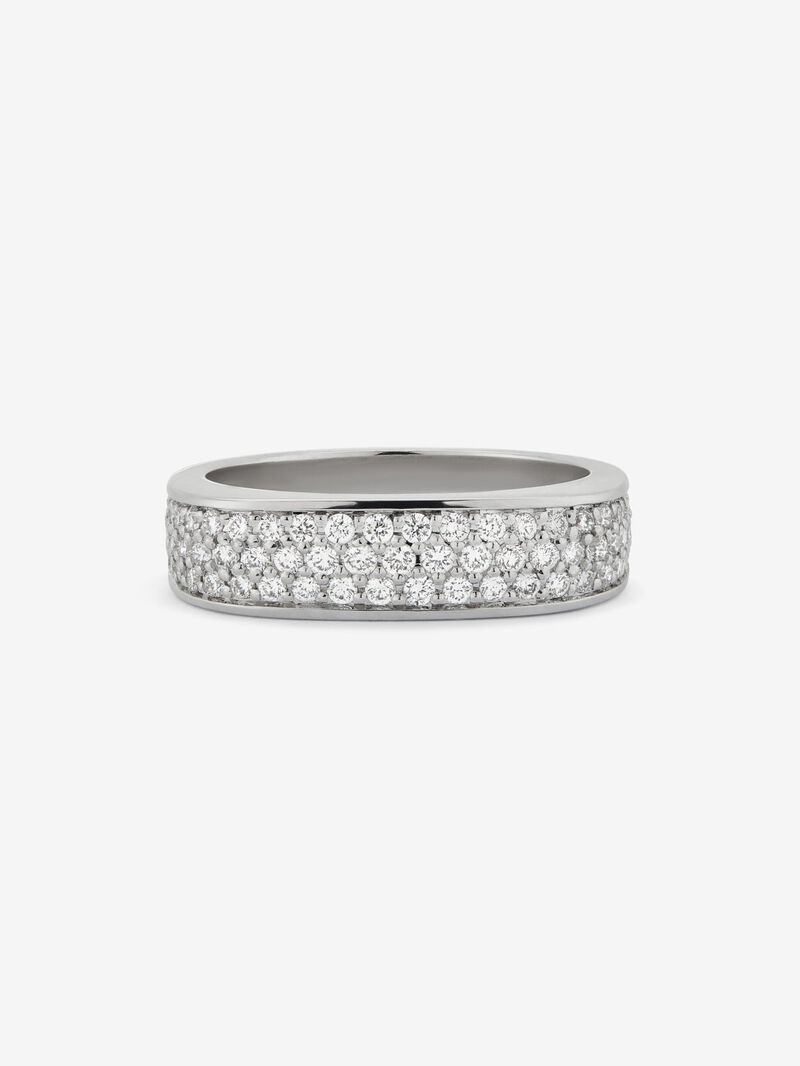18K White Gold Ring with Brilliant-Cut Pavé Diamonds image number 2