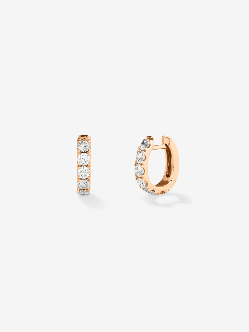 18K rose gold hoop earrings with 12 brilliant-cut diamonds with a total of 0.66 cts image number 0