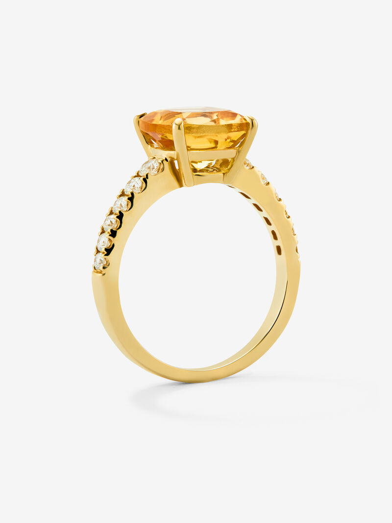 18K yellow gold ring with cushion-cut citrine quartz of 2.7 cts and 12 brilliant-cut diamonds with a total of 0.3 cts image number 4
