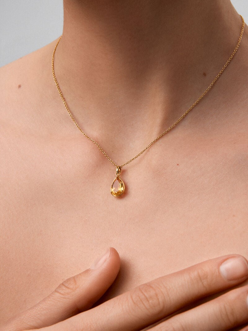 18K yellow gold pendant chain with citrine image number 1