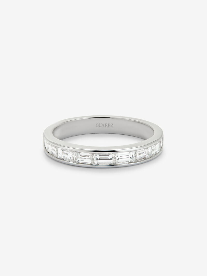 Half wedding band in 18K white gold with pavé baguette-cut diamonds with a total of 0.89 cts image number 2