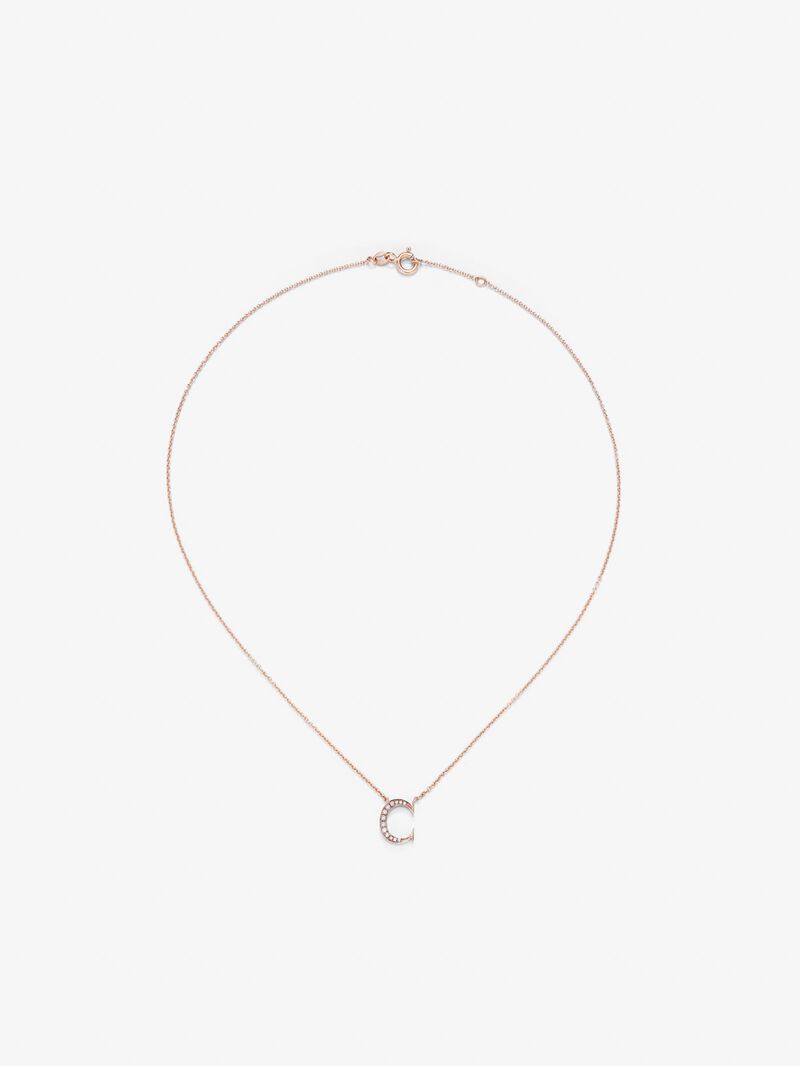 Pendant chain with 18K white gold initial and diamonds image number 0