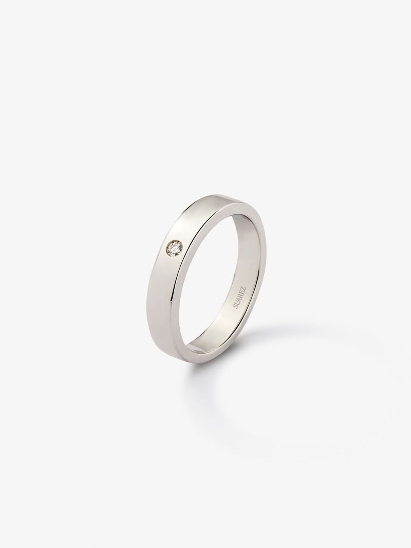 18K White Gold Wedding Alliance Ring with Diamond image number 0