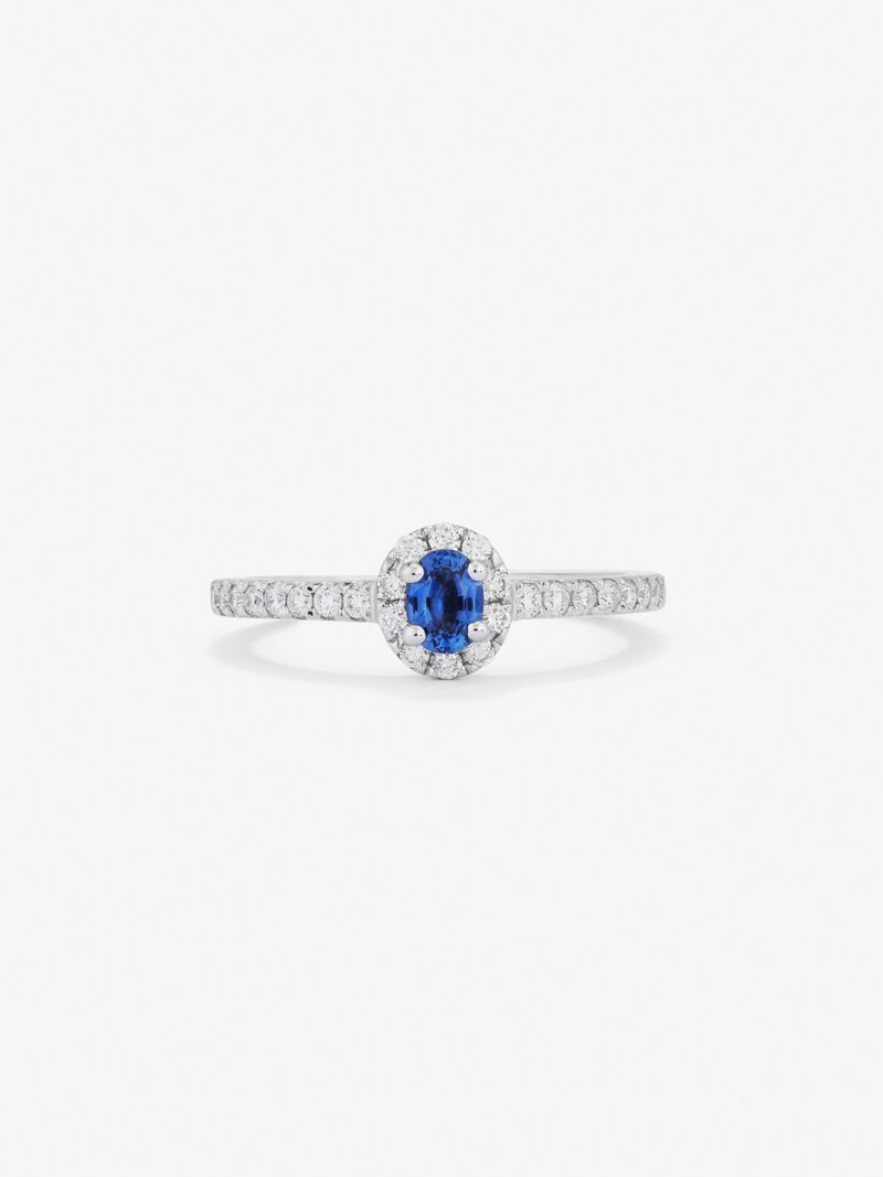 18K White Gold Ring with 0.25 cts oval sapphir image number 2