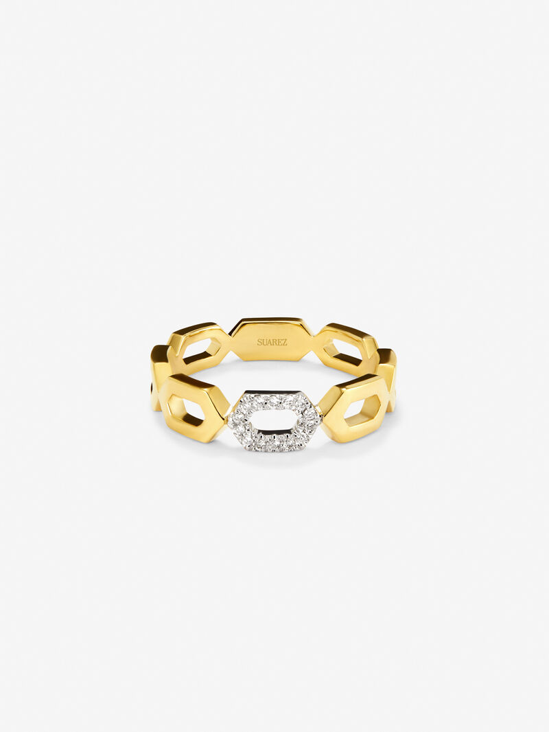 18K yellow gold ring with white diamonds of 0.06 cts image number 2
