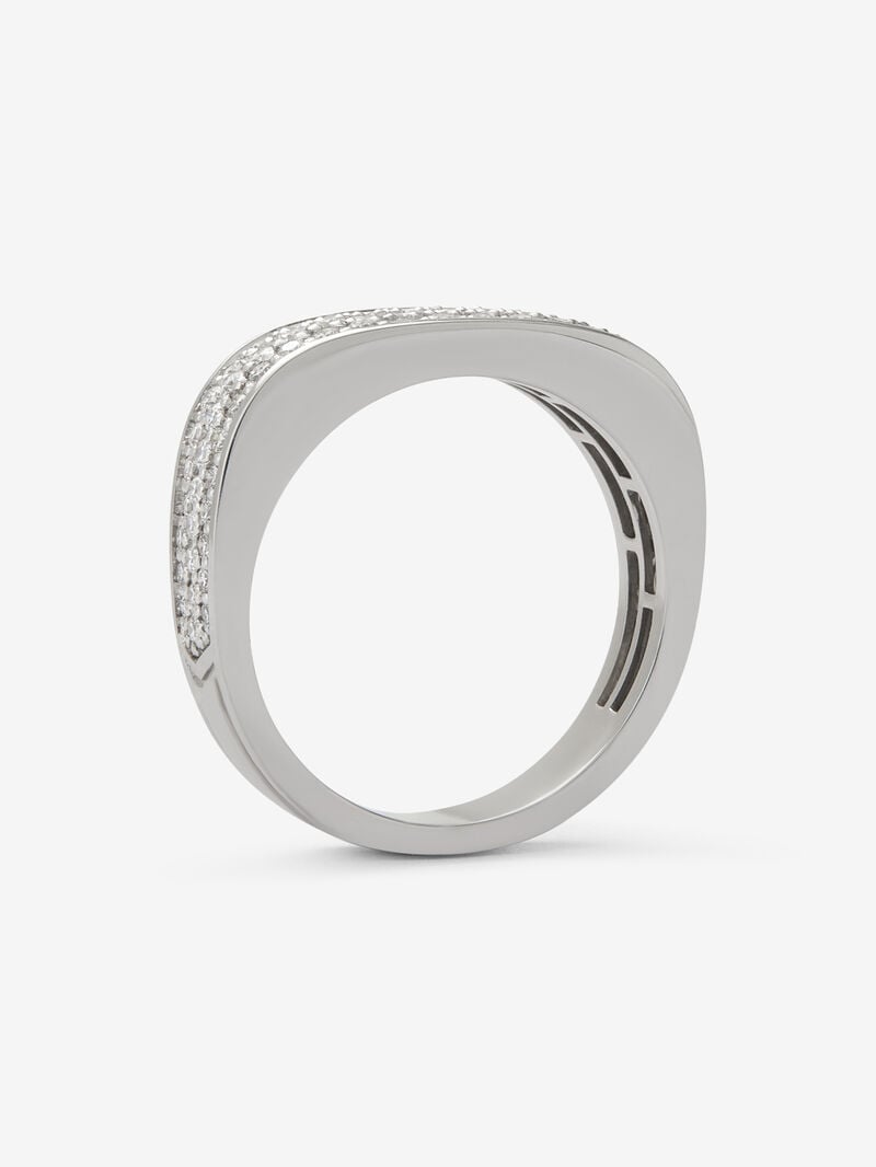18K White Gold Ring with Brilliant-Cut Pavé Diamonds image number 4