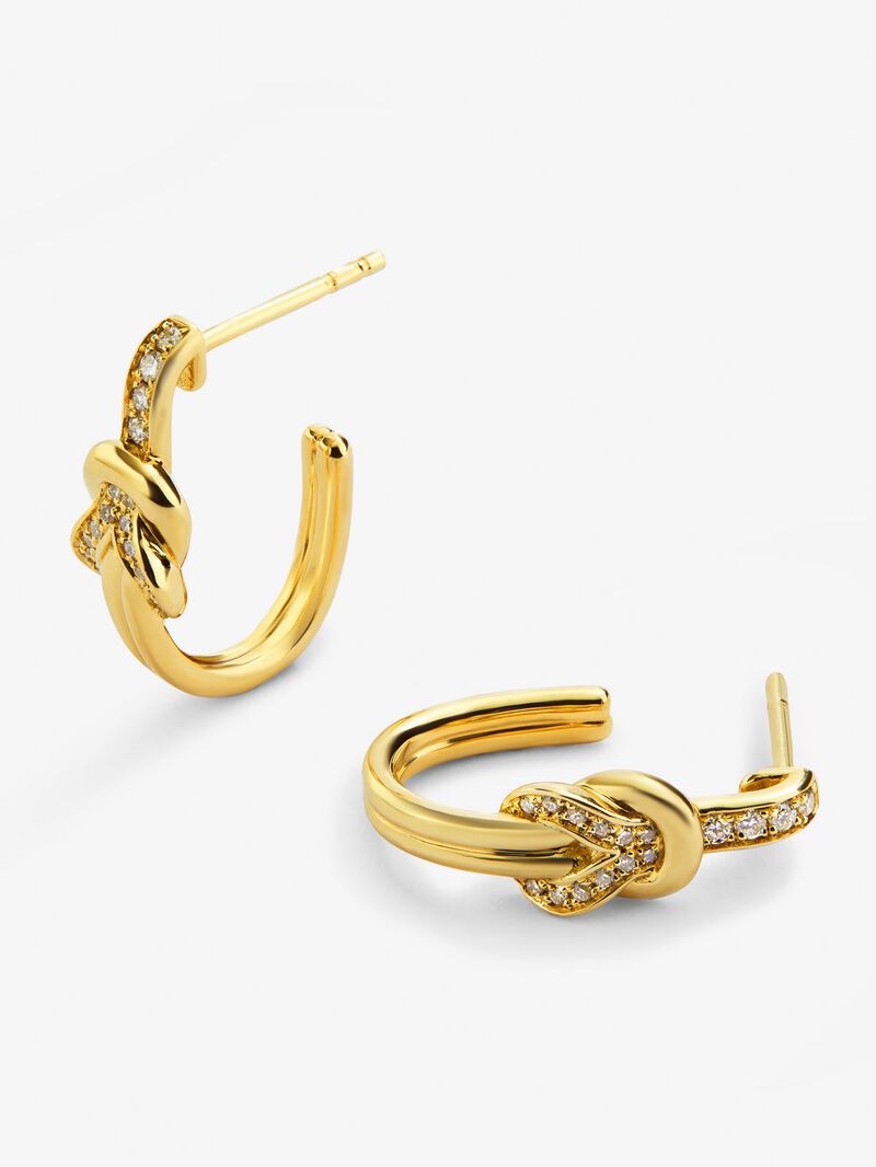 18k yellow gold ring earrings with white diamonds of 0.11 cts and knot shape image number 2
