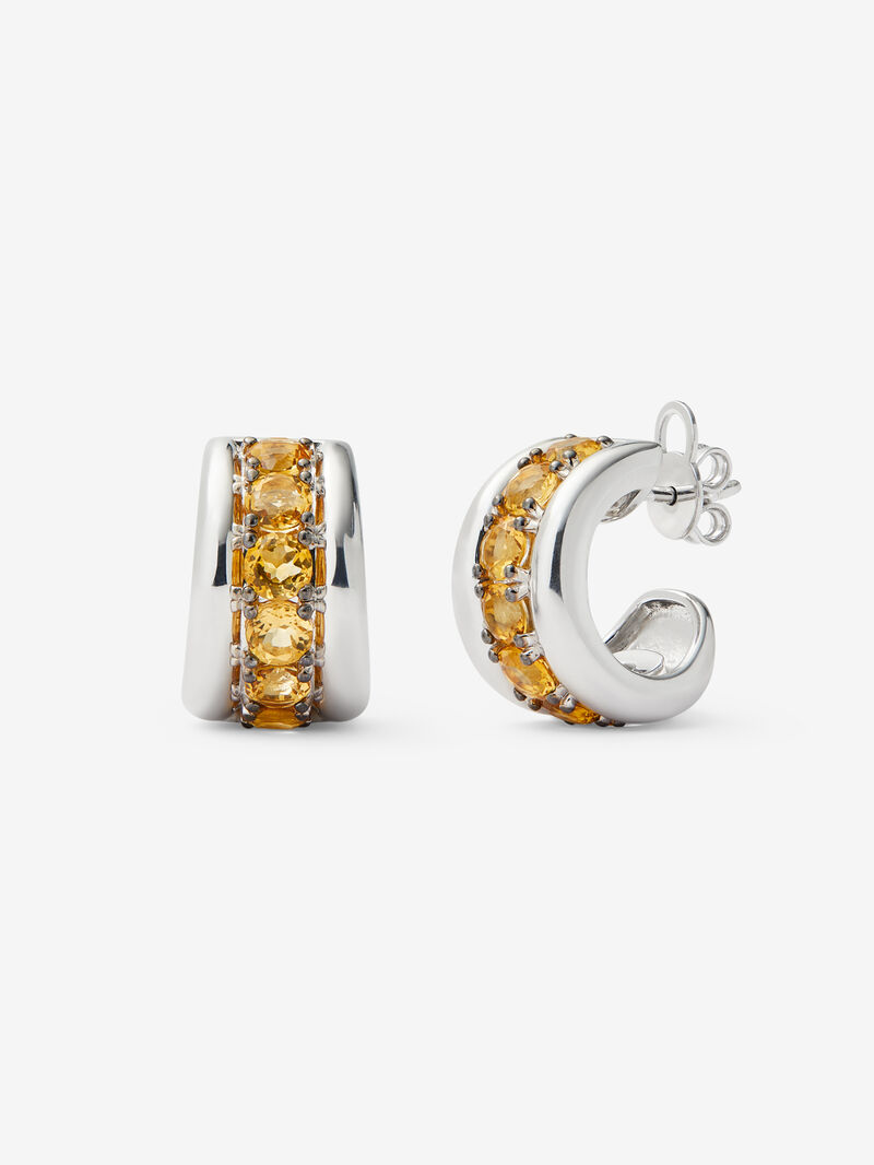 925 silver earrings with paved brilliant-cut citrine quartz image number 0