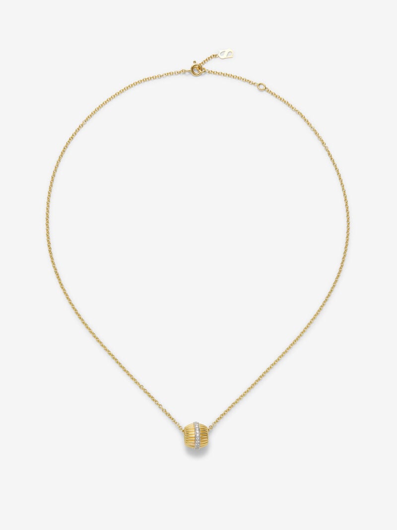 18K White and Yellow Gold Fluted Pendant with Pavé Diamonds image number 0
