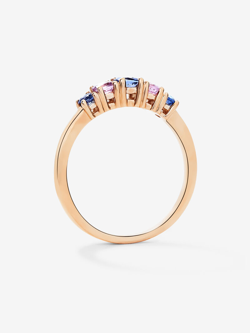 18K rose gold cinquillo ring with 5 brilliant-cut pink and blue sapphires with a total of 0.52 cts image number 4
